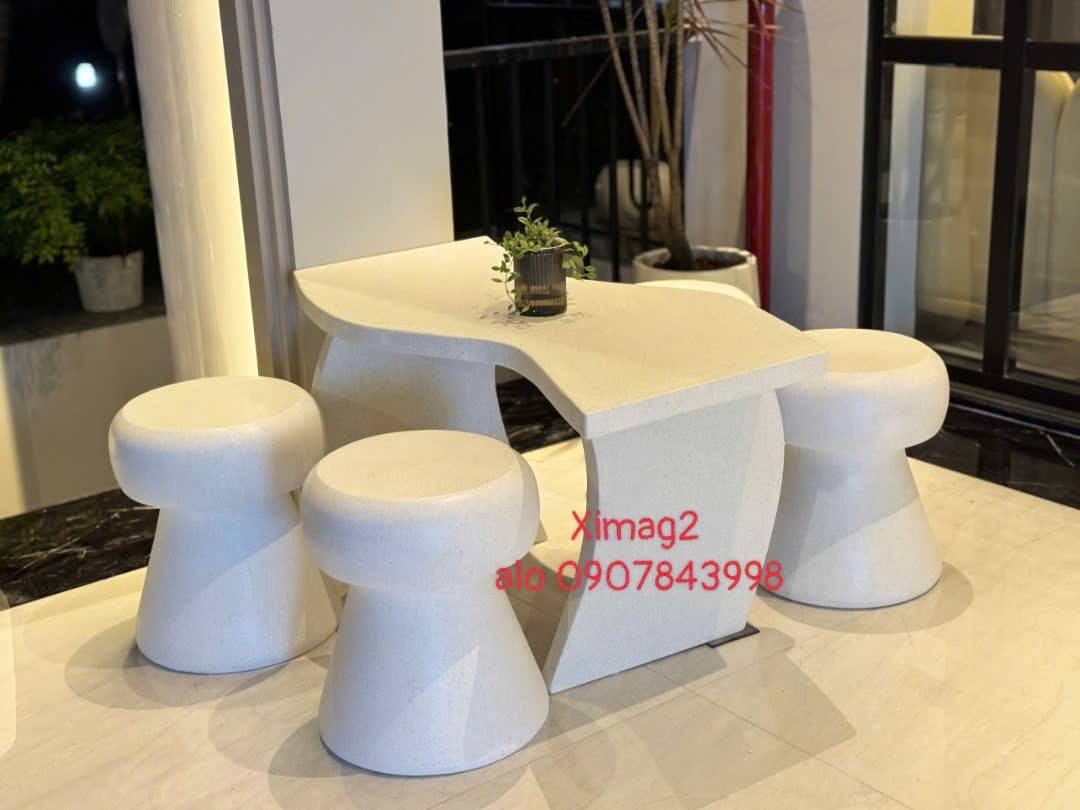 Thi công bàn ghế xi măng đá mài terrazzo theo yêu cầu