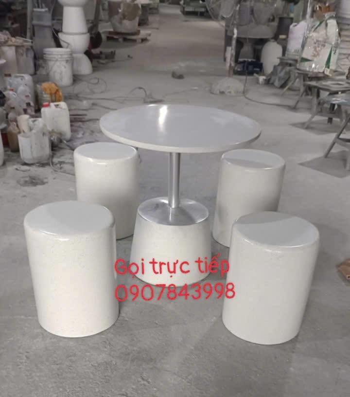 Thi công Bộ bàn ghế terrazzo tròn tại Bình Dương