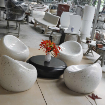 Bàn Ghế Đá Mài Terrazzo Hình Khối Đá