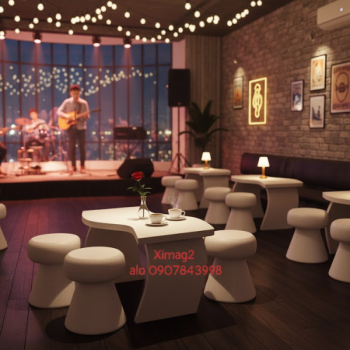 Bàn Ghế Đá Mài Terrazzo Đường Cong