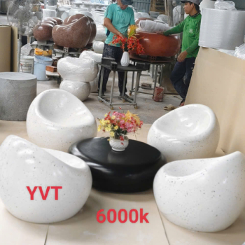 Bàn Ghế Đá Mài Terrazzo Hình Khối Đá