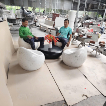 Bàn Ghế Đá Mài Terrazzo Hình Khối Đá