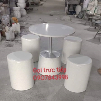 Bàn Ghế Đá Mài Terrazzo Hình Tròn