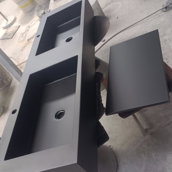 Bồn rửa Lavabo đá mài terrazzo chữ nhật đôi