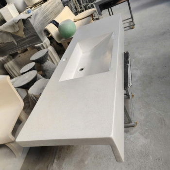 Bồn rửa Lavabo đá mài terrazzo dáng dài